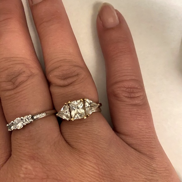 Vintage 3 Stone CZ Gold over Sterling Ring - Picture 3 of 11